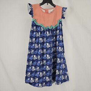 Matilda Jane Platinum Girls Size 10 Pedal Dress Bicycle Bike Blue Coral Dress